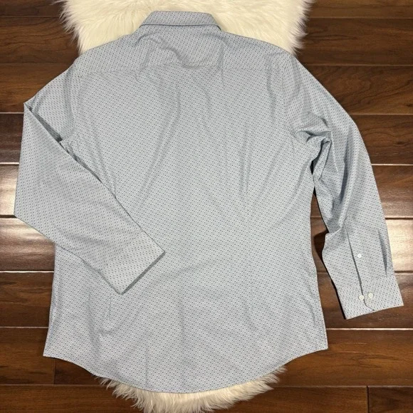 Mizzen + Main Men's Size XXL Blue Dot Trim Fit Leeward Button Up Shirt L/S